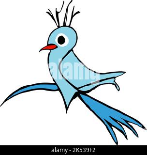 A vector of a blue bird over a white background Stock Vector