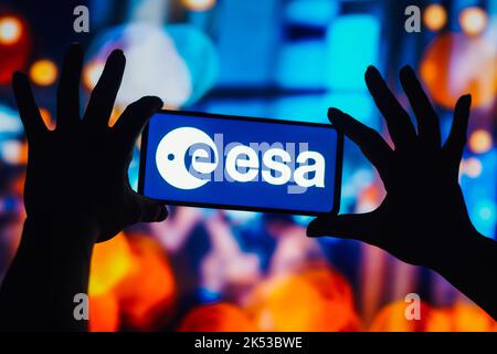 Brazil. 5th Oct, 2022. In this photo illustration, the European Space Agency (ESA) logo is seen displayed on a smartphone. (Credit Image: © Rafael Henrique/SOPA Images via ZUMA Press Wire) Stock Photo