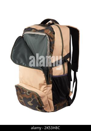 Backpack for forest isolated on white background Stock Photo