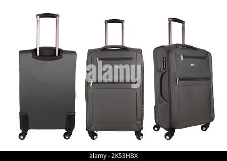 Gray suitcase isolated on a white background Stock Photo