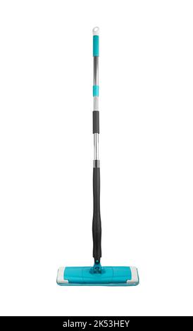 Blue plastic mop isolated on white background Stock Photo