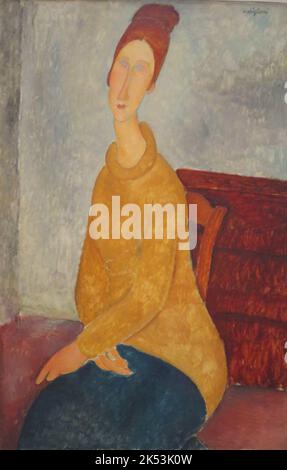 ARTCANVAS Jeanne Hebuterne with Yellow buy Sweater 1919 by Amedeo Modigliani Canvas Art Print