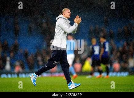 Manchester City's Erling Haaland following the UEFA Champions League Group G match at the Etihad Stadium, Manchester. Picture date: Wednesday October 5, 2022. Stock Photo