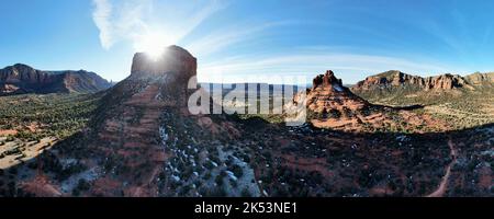 Aerial Panorama of Bell Rock in Sedona Stock Photo