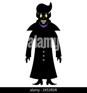 Vampire. Silhouette. Count Dracula. Stylish haircut. Fabulous character. Angry grin.Halloween symbol Stock Vector