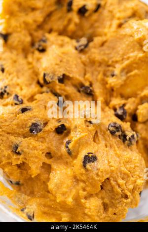 Chocolate pumpkin bundt cake with toffee glaze Stock Photo