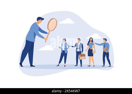 Searching the best candidate or job, Human resources, head hunt, choosing talent for job vacancy or company recruitment concept, employer boss or HR u Stock Vector