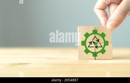 Recycling and zero waste concept. Climate neutral long term strategy. Sustainable business development. Reuse Reduce Recycle symbols. Conscious consum Stock Photo