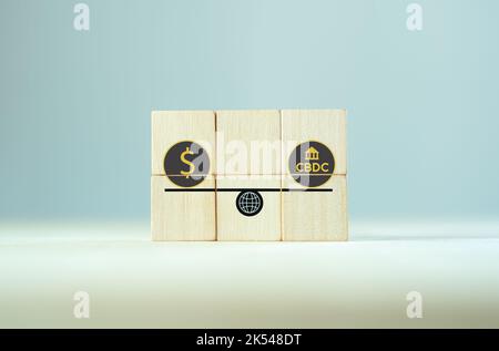 CBDC Central Bank Digital Currency. Financial technology,blockchain, matchine learning, exchange, money and digital asset. Modern banking cryptocurren Stock Photo