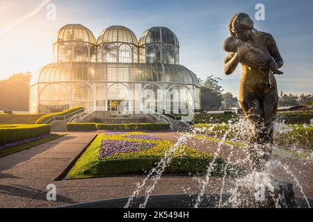 Public park around Botanical garden greenhouse in Curitiba, Parana, Brazil Stock Photo