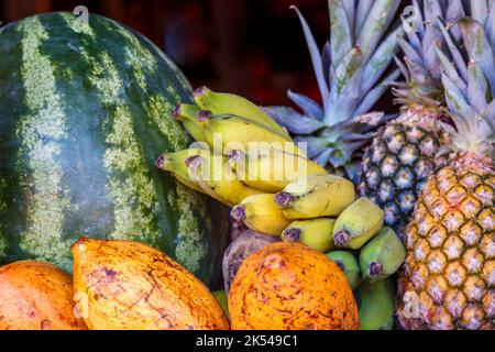 Assortment of colorful tropical fruits in Salvador, Bahia, Northeastern Brazil Stock Photo