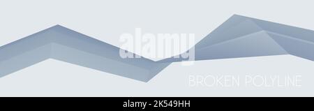 Abstract bluish grey broken polyline on light gray background. Geometric vector graphics Stock Vector