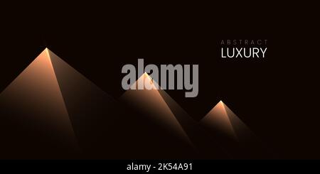 Abstract luxury background with golden glowing geometric shape for poster, banner, backdrop Stock Vector
