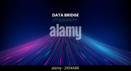 Data bridge digital technology background, Big data and Artificial intelligence network concept visualization Stock Vector