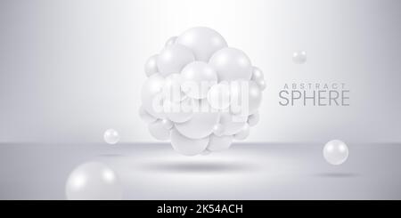 Abstract realistic 3d spheres composition in white background Stock Vector