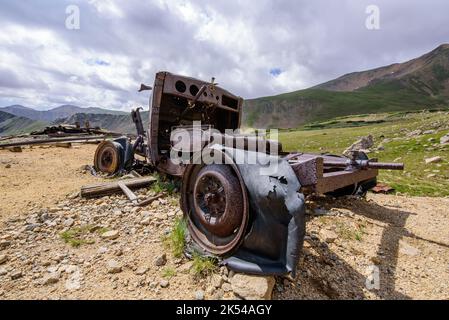 Rusty truck at abandoned mine Stock Photo