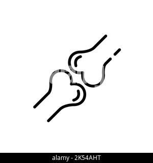 Knee joint. Two bones. Pixel perfect, editable stroke icon Stock Vector