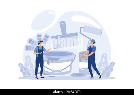 Painter profession vector design of construction industry, house repair or painting service. Stock Vector
