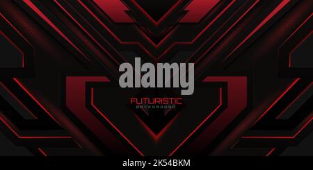 Abstract Futuristic Background with red neon glowing Stock Vector
