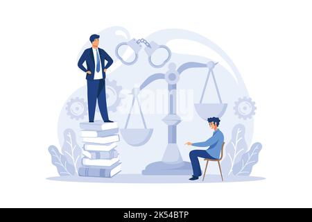 Law class concept. Punishment and judgement education. Guilt and innocence idea. Law course. Vector illustration in cartoon style Stock Vector