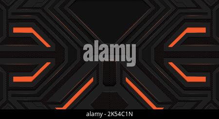 Modern dark gaming background with orange neon light panel Stock Vector