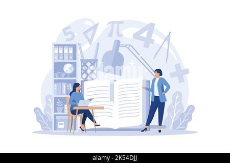 Math school subject set. Learning mathematics, idea of education and knowledge. Science, technology, engineering, mathematics education. Isolated flat Stock Vector