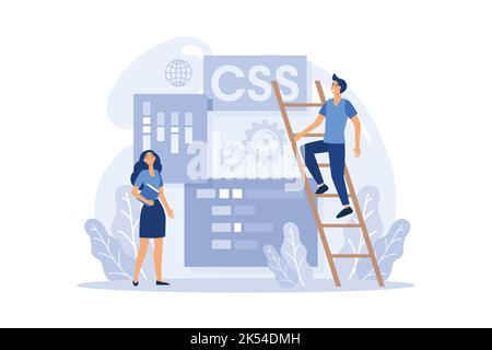 Programmer concept. Idea of coding, testing and writing program. flat design modern illustration Stock Vector