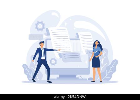 Copywriter concept. Idea of writing texts, creativity and promotion. Making valuable content and working as freelancer. flat design modern illustratio Stock Vector