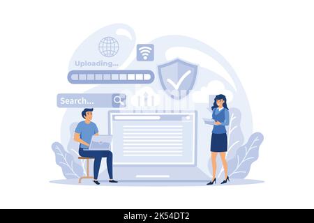 Internet of things development. Idea of smart wireless electronics. Connection between devices and house appliances. Modern global technology develope Stock Vector