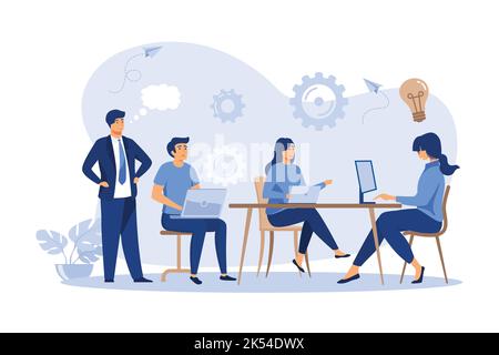 Company employees planning task and brainstorming Stock Vector Image ...