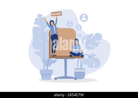 HR manager looking for worker on vacant place. Chair, office, employer flat vector illustration. Requirement and employment concept for banner. flat d Stock Vector