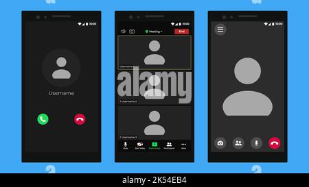 Template video conference user interface. User web video call window. User web video call window. Video call illustration. Talking user frame on Stock Vector