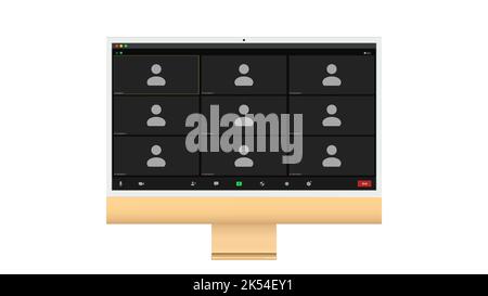 Video conferencing user interface. Video conference icon. Digital communication. Online chat for business seminars. Video conferencing user interface Stock Vector