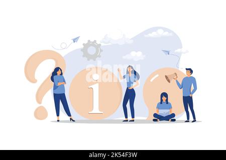 workers are sitting at the negotiating table, vector collective thinking and brainstorming, company information analytics, flat design modern illustra Stock Vector