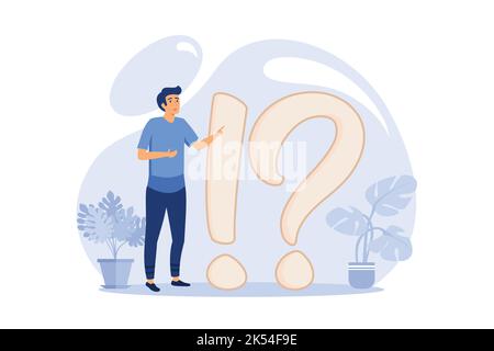 concept illustration of frequently asked questions of exclamation marks and question marks, metaphor question answer vector. flat design modern illust Stock Vector