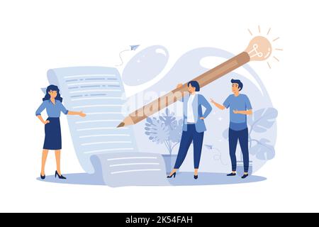 pencil with light bulb. business meeting and brainstorming, business concept for collaboration, finding new solutions. flat design modern illustration Stock Vector