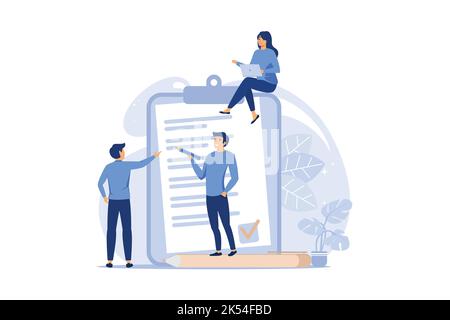 little people fill out a form, modern concept for web banners, infographics, websites, printed products vector. flat design modern illustration Stock Vector