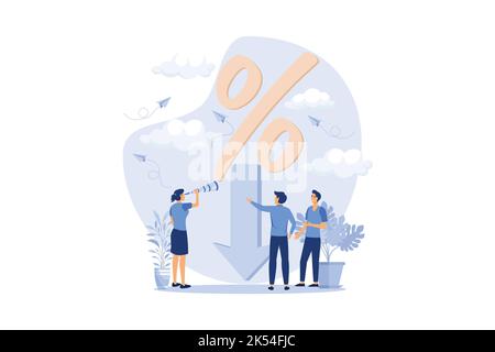 percent presses down arrow, percent drop. flat design modern illustration Stock Vector