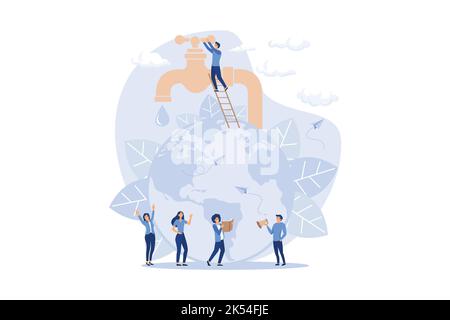 business graphics, save the planet, save energy and water, design concept world water day, March 22. flat design modern illustration Stock Vector