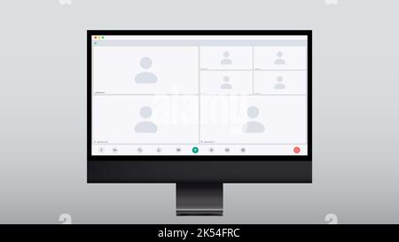 Video conferencing user interface. Video conference icon. Digital communication. Online chat for business seminars. Video conferencing user interface Stock Vector