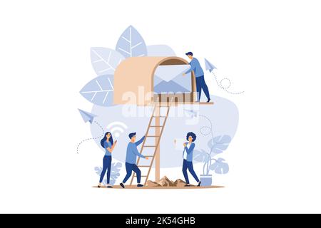mailbox with letters, receiving letters, sorting, Web mail or mobile service layout for website header. flat design modern illustration Stock Vector