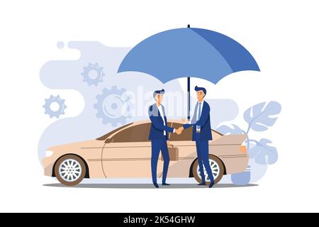 car insurance, umbrella covering. flat design modern illustration Stock Vector