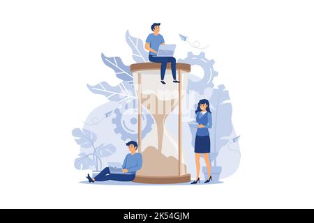 hourglass on white background, time management concept, quick response. flat design modern illustration Stock Vector
