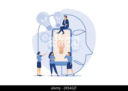 the company is engaged in a joint search for ideas, an abstract human head filled with ideas of thought and analytics. flat design modern illustration Stock Vector