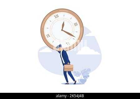 Time management failure, freedom to spend time with family and loved one, overworked or office worker routine work overtime concept, depressed busines Stock Vector