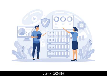 Cloud computing Concept for web page, banner, presentation, social media, documents, cards, posters. Vector illustration devices connected onto a clou Stock Vector