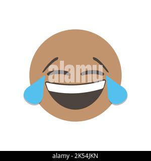 Face with tears of joy, haha emoji. Vector illustration. smiling emoticon character design. isolated in white background. Vector Emoticon. for Stock Vector