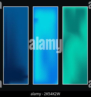 horizontal Stylish set of halftone for banners background Stock Vector