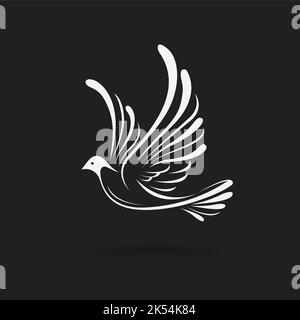 Vector of birds(Dove) design on a black background,. Wild Animals. Bird logo or icon. Easy editable layered vector illustration. Stock Vector