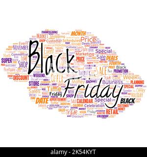 Big word cloud with words black friday. The day after the US holiday of Thanksgiving Shopping season Stock Vector
